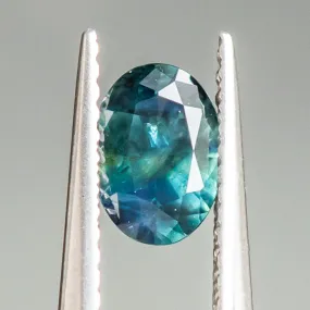 0.92CT OVAL NIGERIAN SAPPHIRE, TEAL PARTI GREEN, 7.01X5.01X3.27MM, UNTREATED