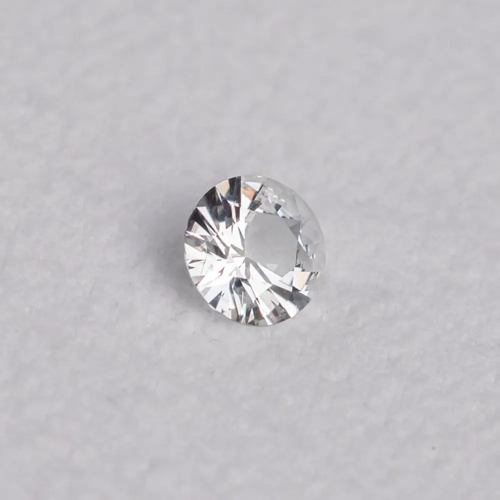 0.96CT Round Brilliant Sri Lankan Sapphire - White Grey, 6.3mm, Exceptional Quality Gemstone