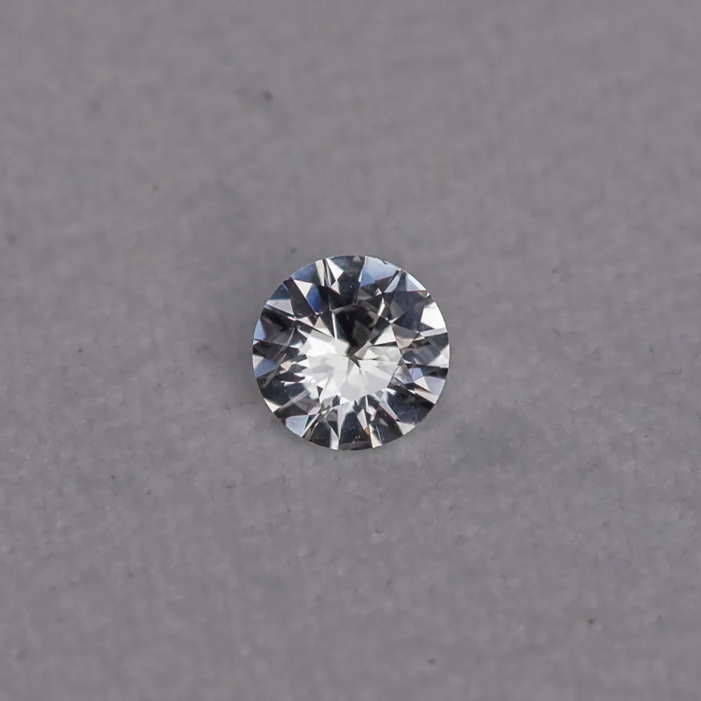 0.96CT Round Brilliant Sri Lankan Sapphire - White Grey, 6.3mm, Exceptional Quality Gemstone