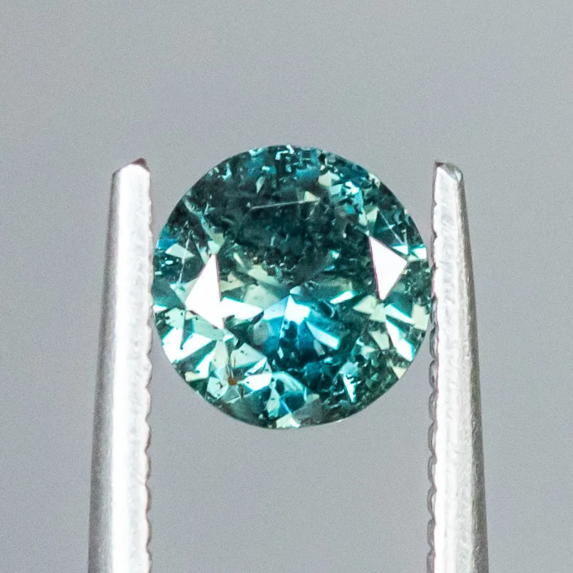 1.46CT ROUND TANZANIAN SAPPHIRE, TEAL GREEN, 6.65X6.65X4.10MM, UNTREATED