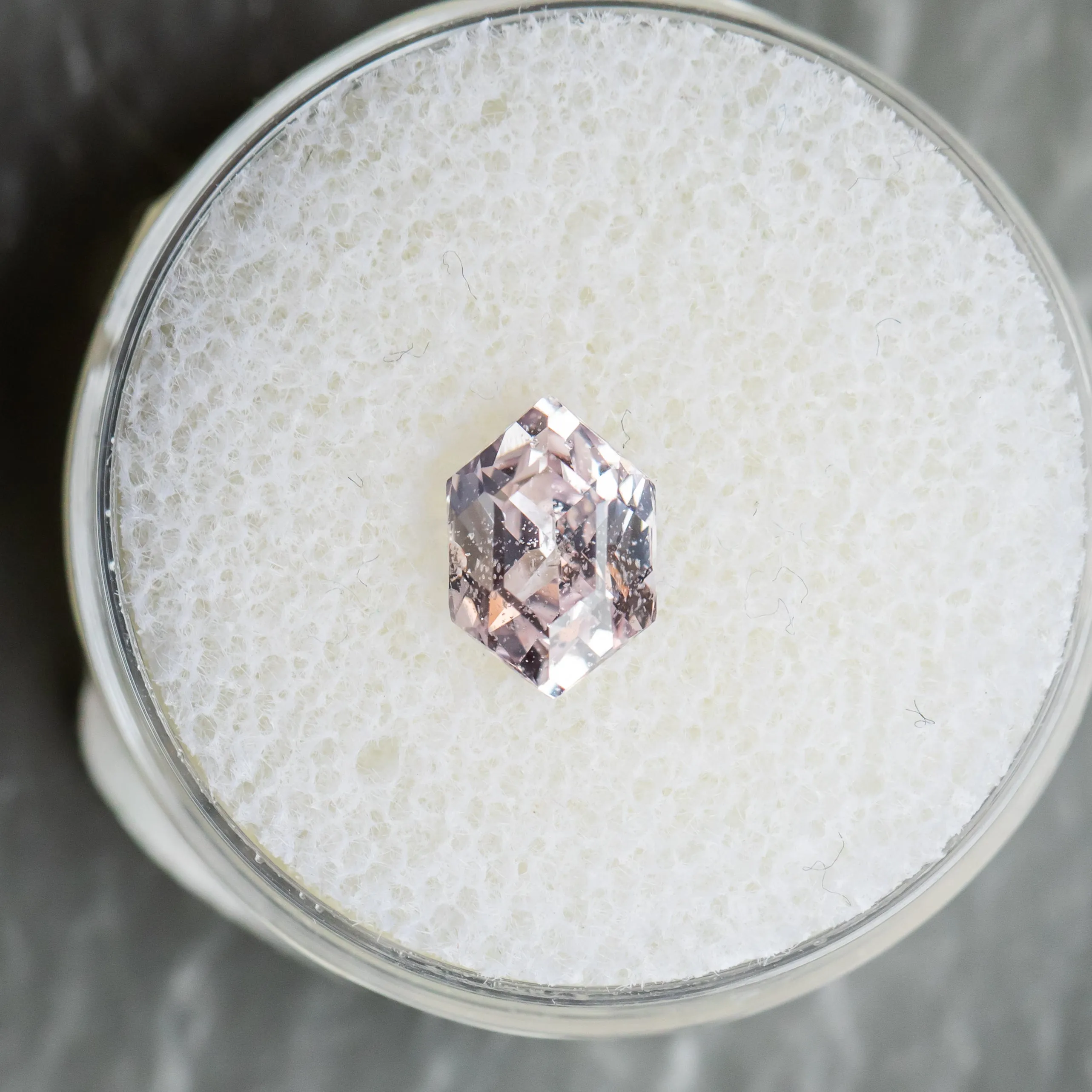 1.76CT ELONGATED HEXAGON SAPPHIRE, LIGHT PINK, 8.44X5.84X4.45MM, UNTREATED