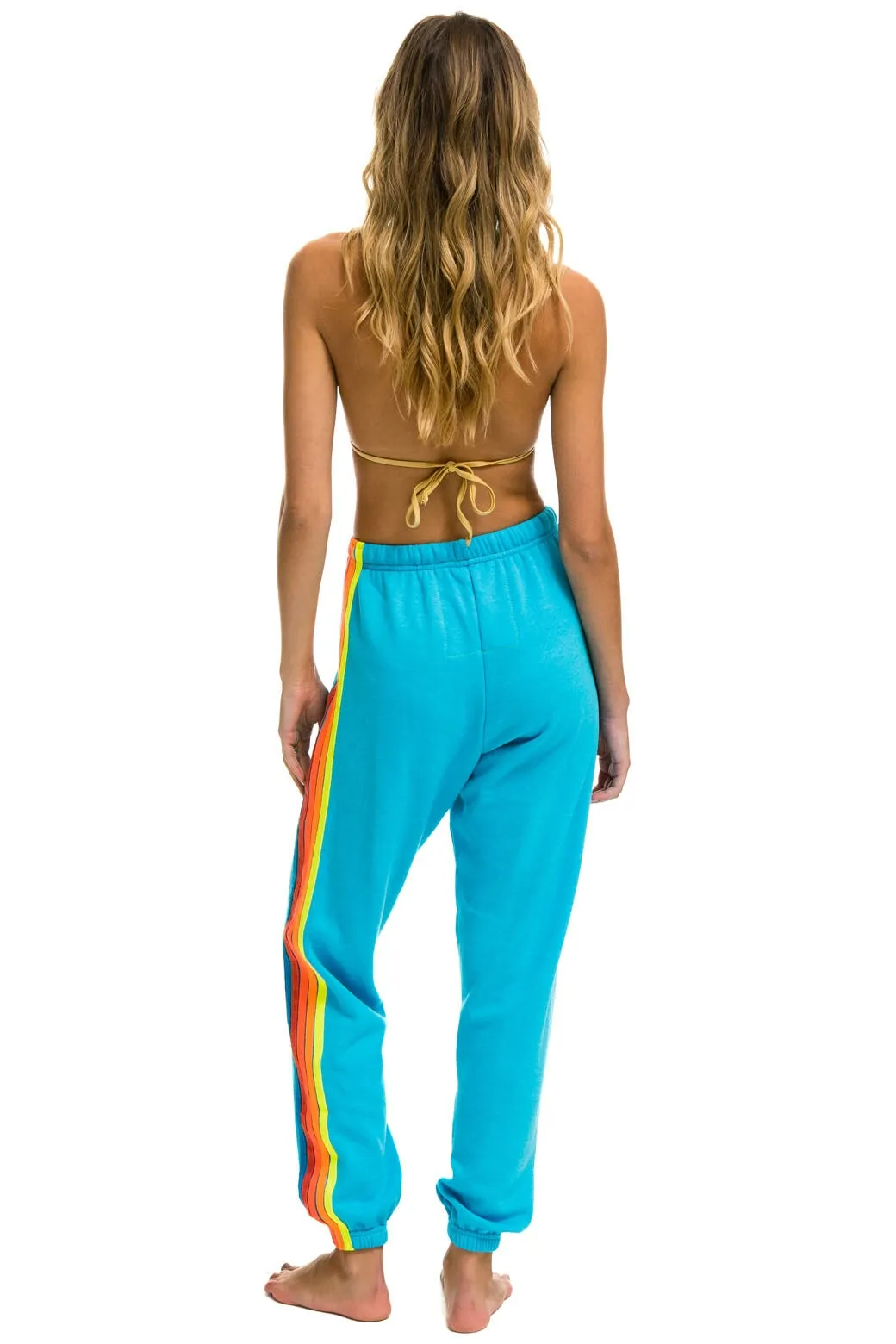 5 STRIPE SWEATPANTS - NEON BLUE // NEON RAINBOW