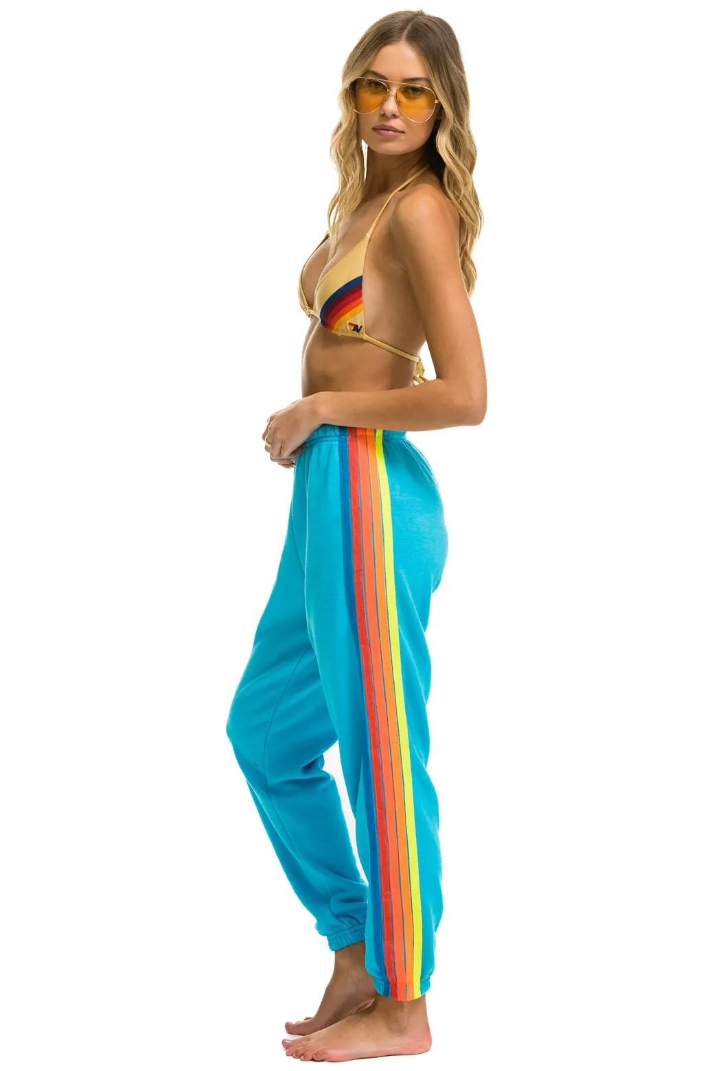 5 STRIPE SWEATPANTS - NEON BLUE // NEON RAINBOW