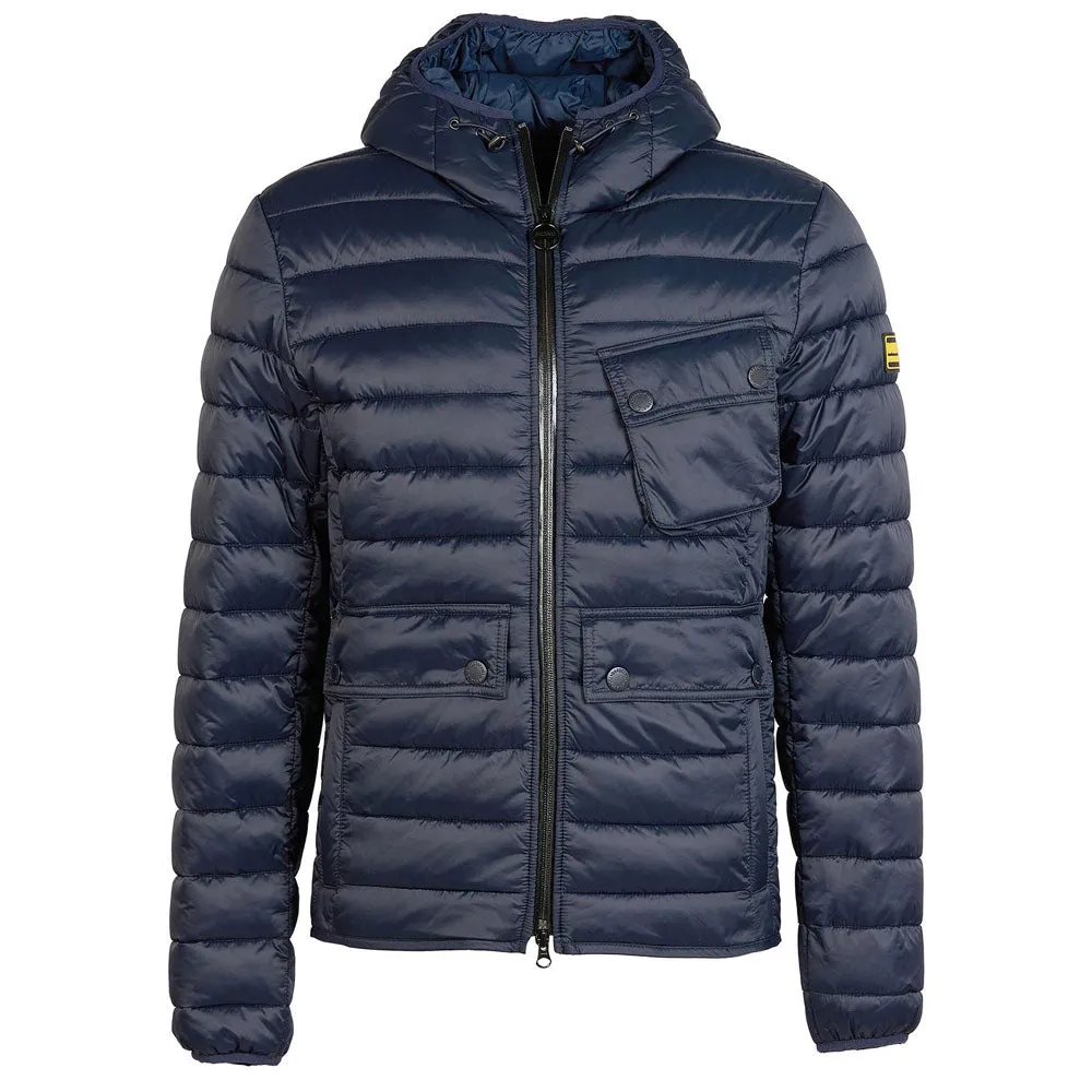 Barbour International Mens Ouston Hooded Slim Quilted Jacket - Navy