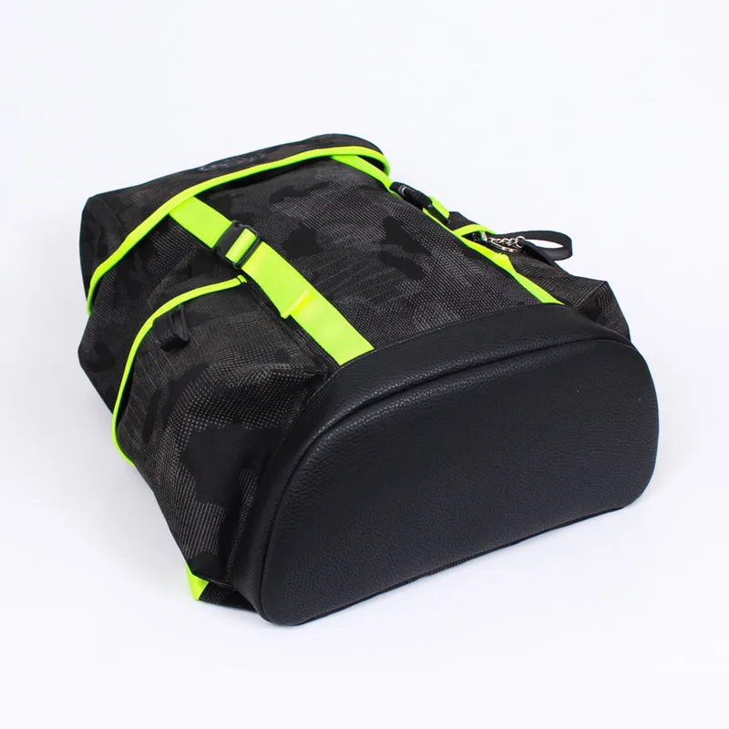 beat neon green camo backpack