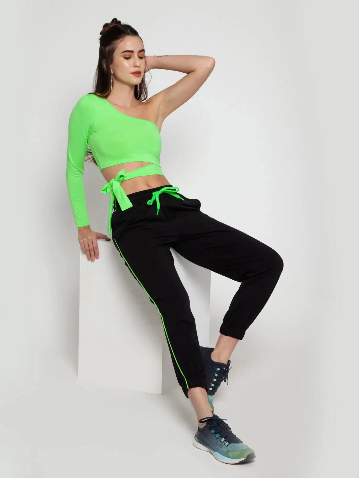 Black with Neon Green stripe Jogger