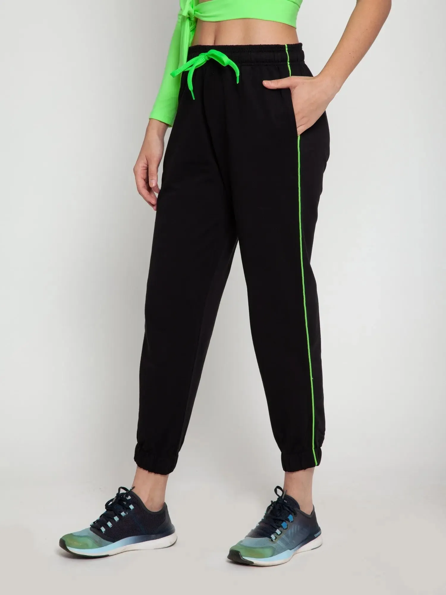 Black with Neon Green stripe Jogger