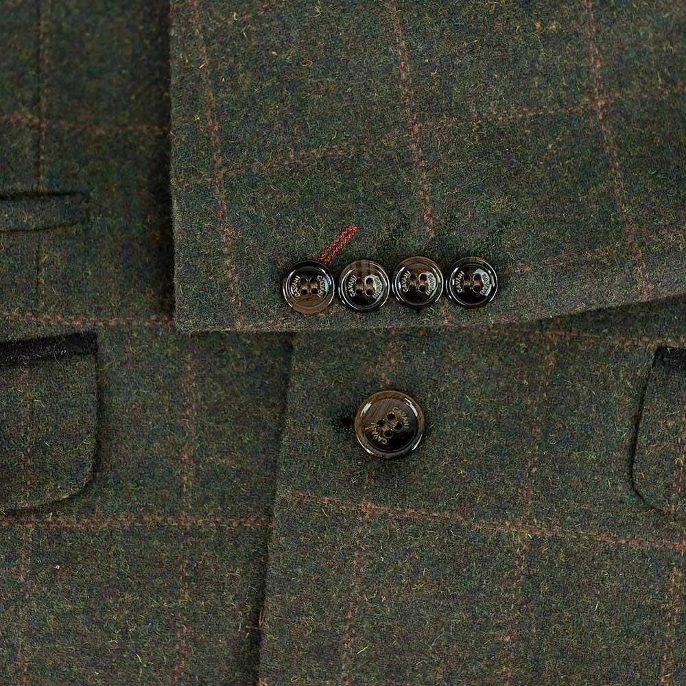 Cavani Kemson Olive Men's Slim Fit Tweed Jacket