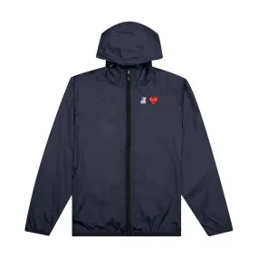 CDG PLAY KWAY HOODED JACKET NAVY