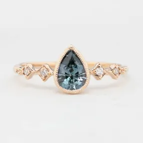 Celeste Ring - 0.71ct Light Blue Green Pear Montana Sapphire, 14k Rose Gold (One of a kind)