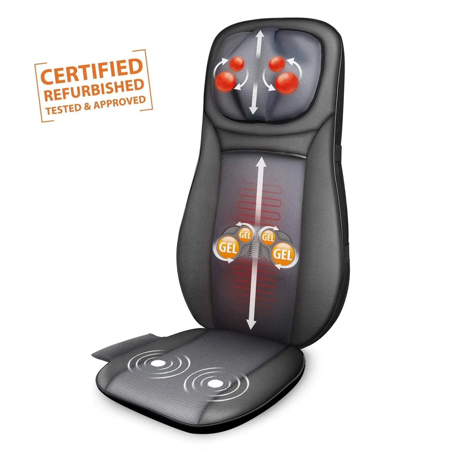 Certified Refurbished - Gel Neck & Back Full Back Massager with Shiatsu & Gel Nodes - 233G-USED