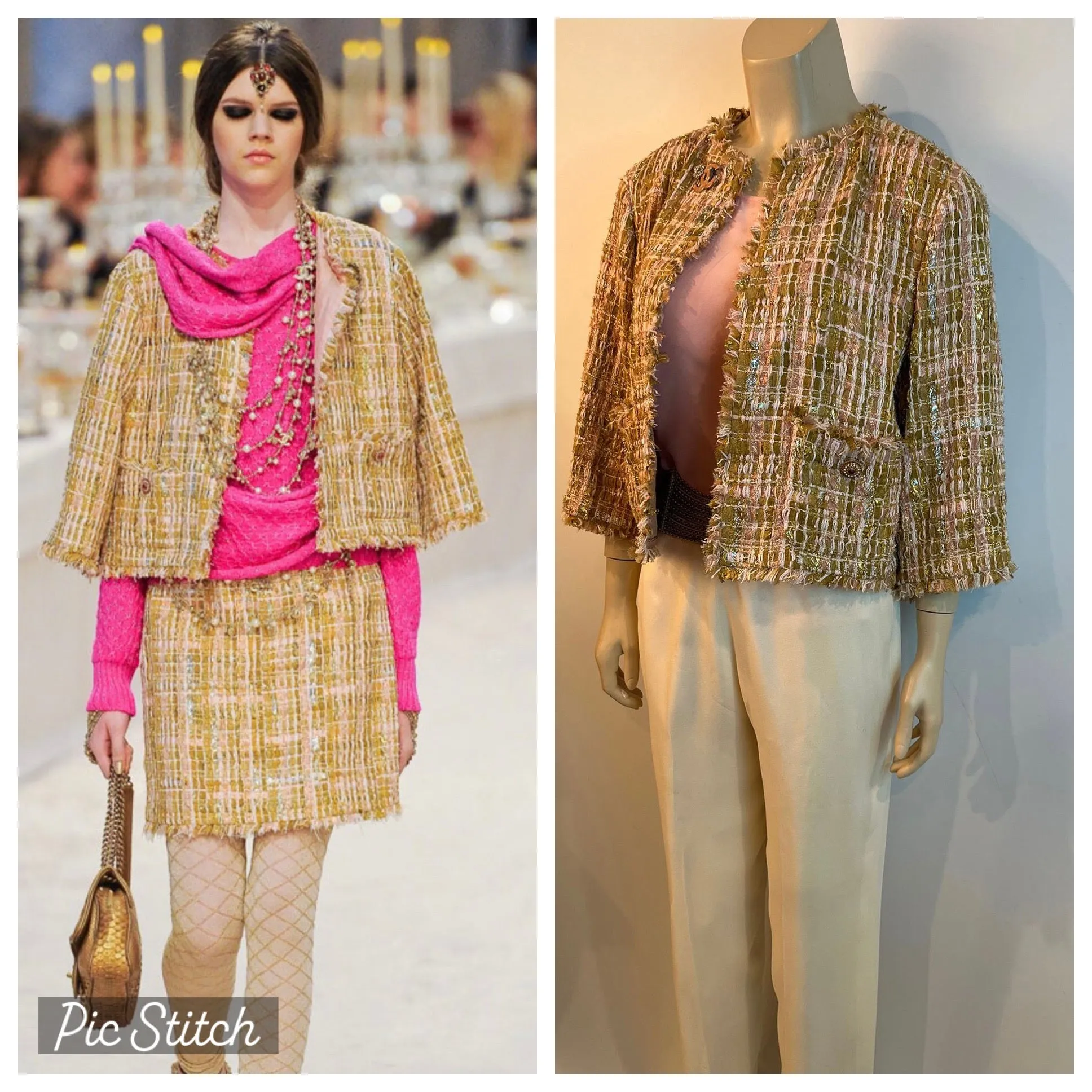 Chanel 12A 2012 Fall Pre Fall Paris Bombay Pink Multicolor Metallic Tweed Jacket FR 40 US 4/6