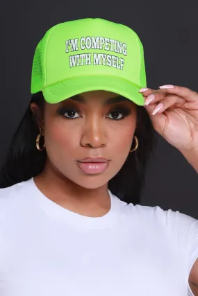 Compete With Me Graphic Trucker Hat - Neon Green