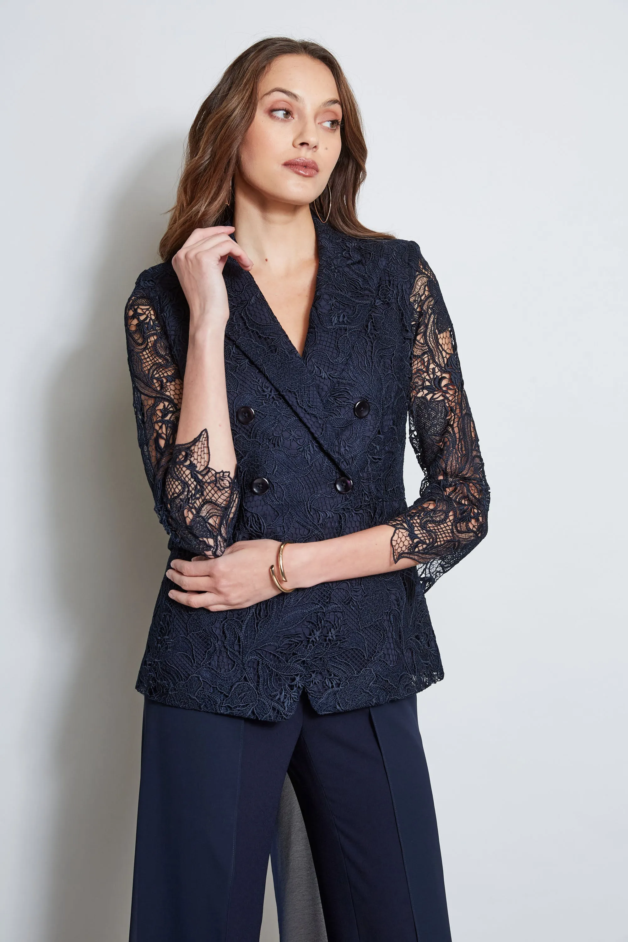 Double Breasted Lace Blazer