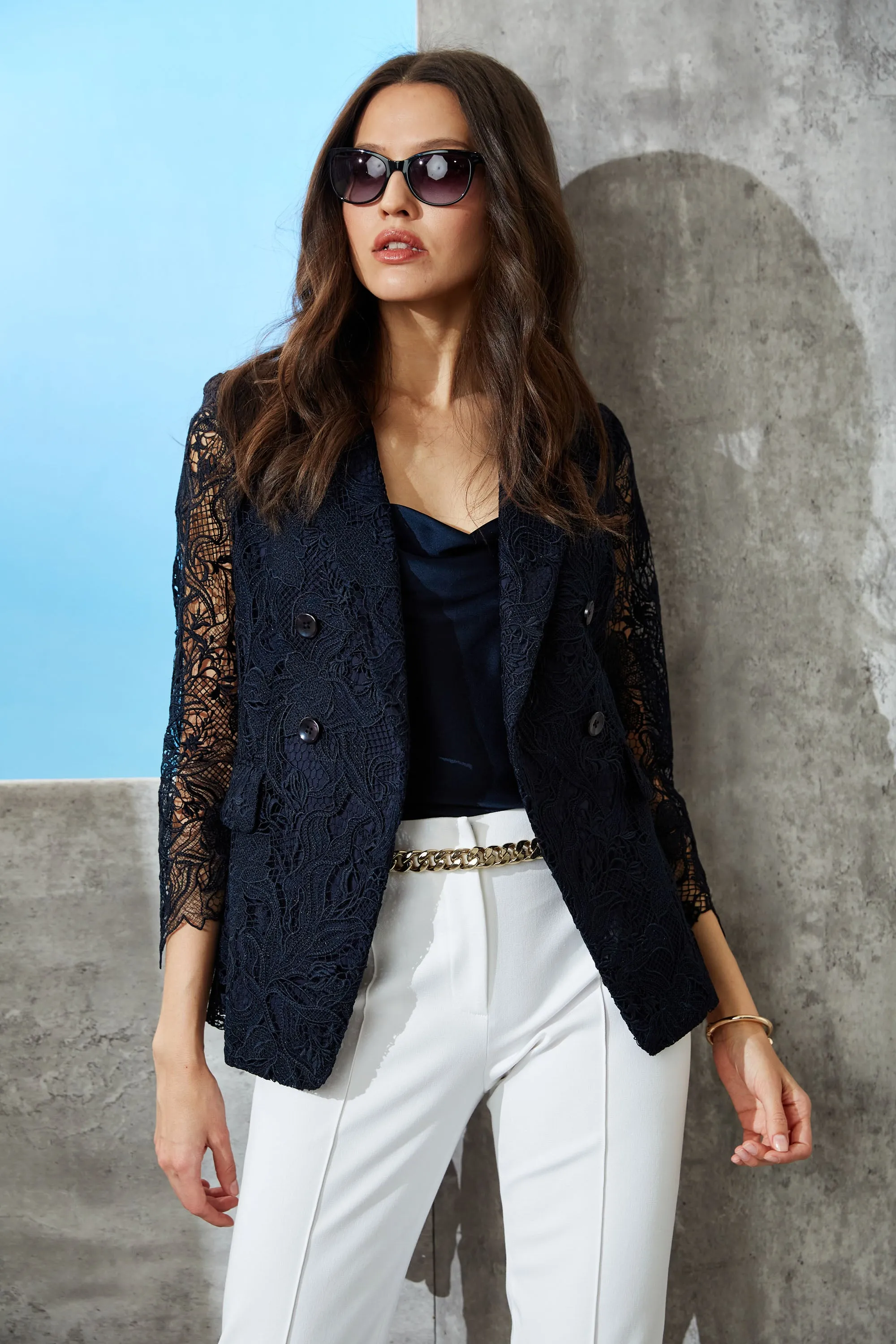 Double Breasted Lace Blazer