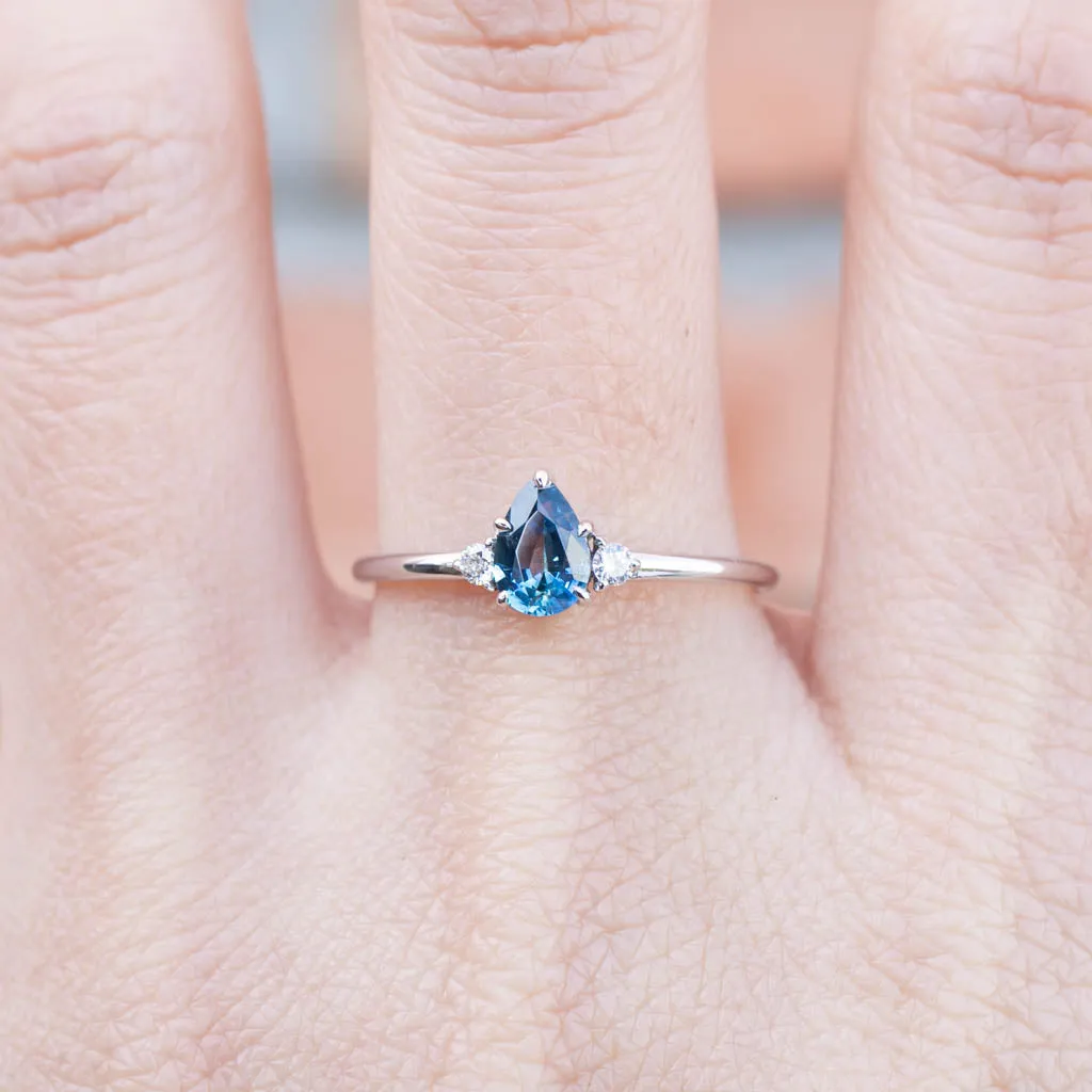 Emilie Ring 6mm Blue Montana Sapphire 14K White Gold