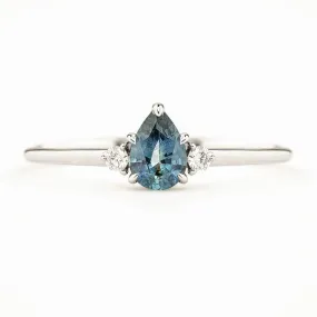 Emilie Ring 6mm Blue Montana Sapphire 14K White Gold