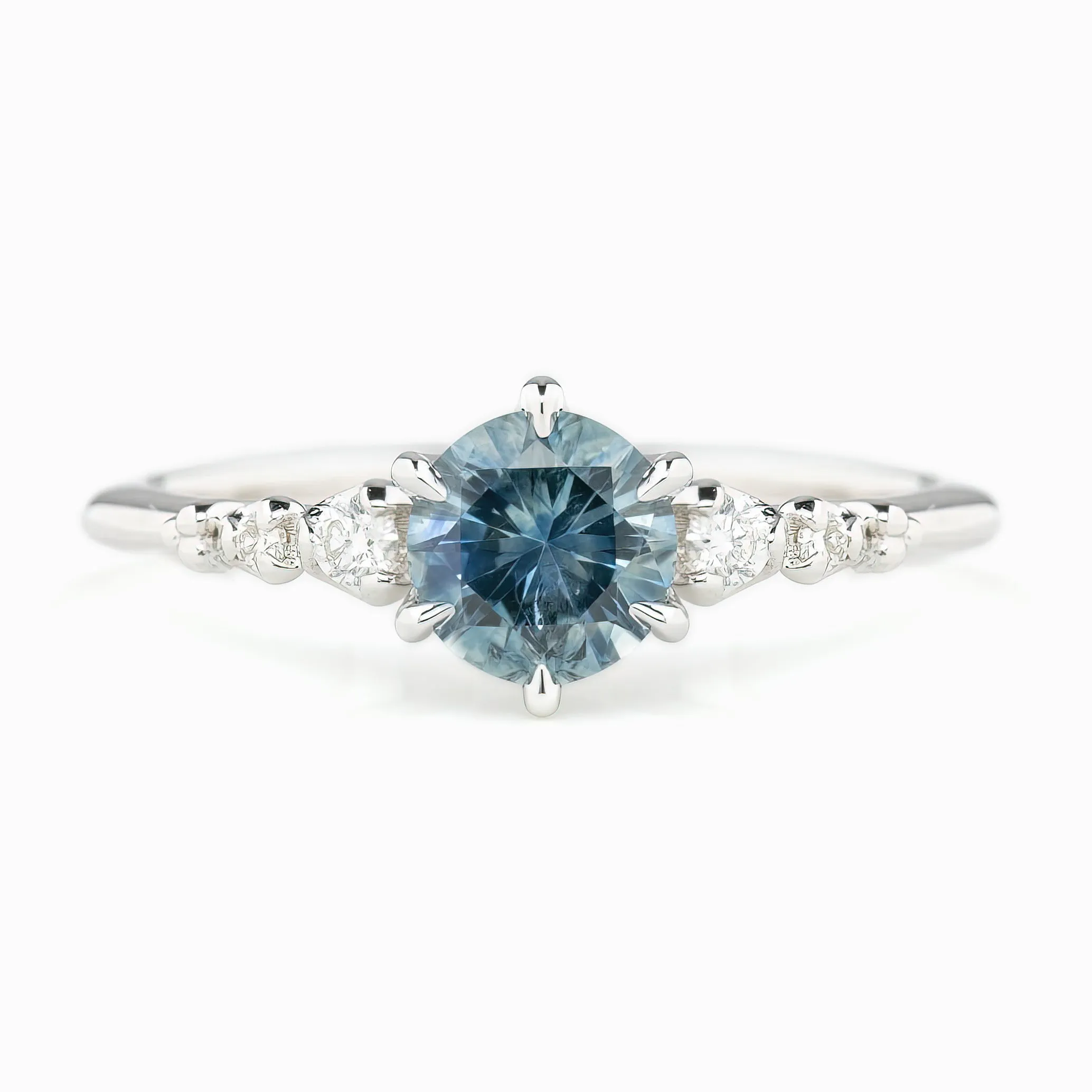 Estel Fleur Ring 1.07ct Light Blue Montana Sapphire, 14k White Gold (One of a kind)