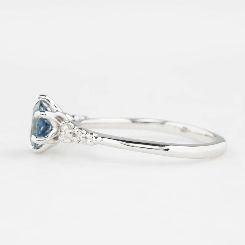 Estel Fleur Ring 1.07ct Light Blue Montana Sapphire, 14k White Gold (One of a kind)