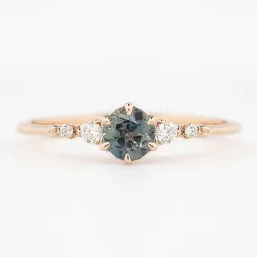 Estel Fleur Ring 4.8mm 0.50ct Parti Gray Green Queensland Sapphire 14K Rose Gold