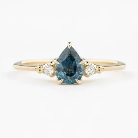 Estel Ring 0.81ct Teal Blue Montana Sapphire, 14K Yellow Gold (One of a kind)