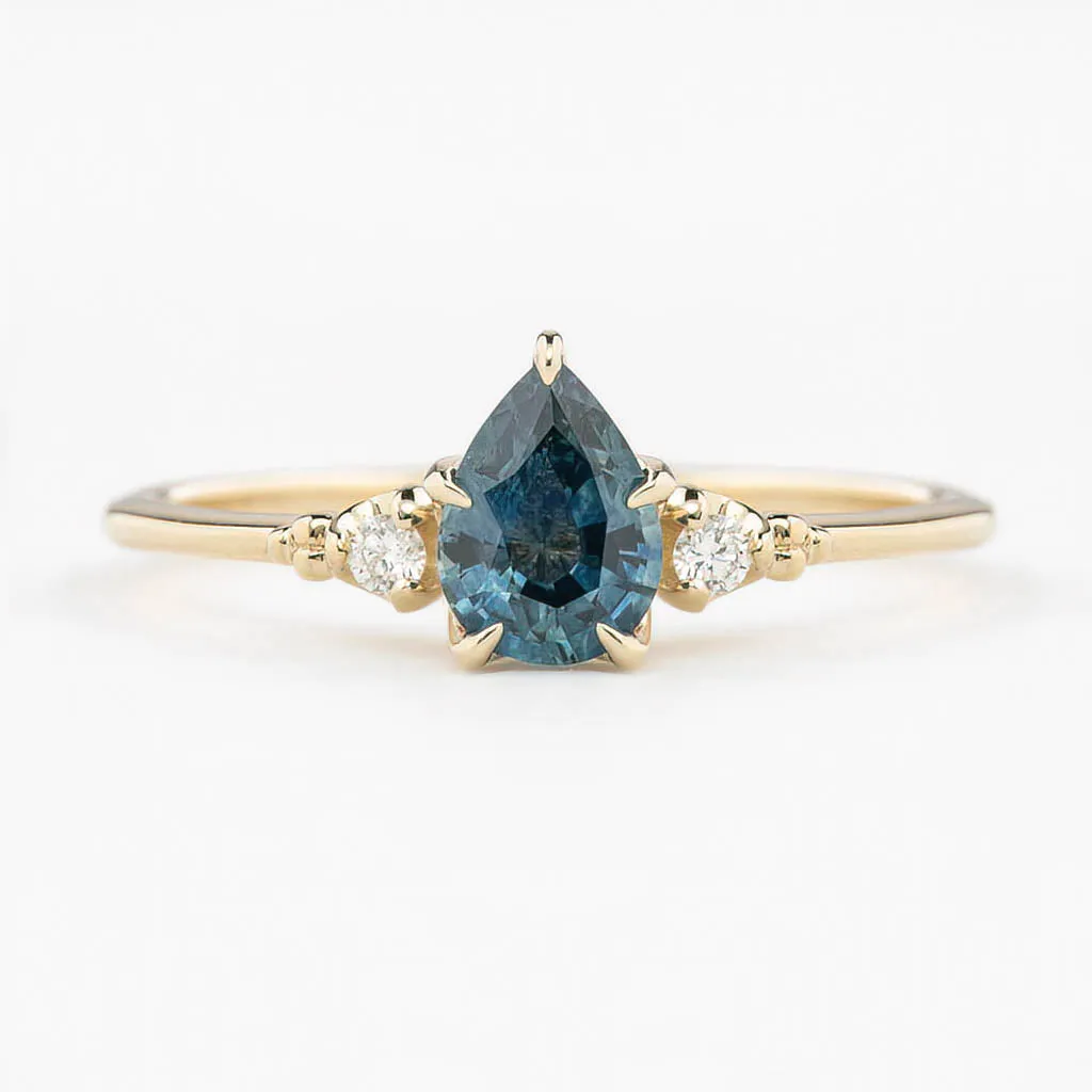 Estel Ring 0.81ct Teal Blue Montana Sapphire, 14K Yellow Gold (One of a kind)