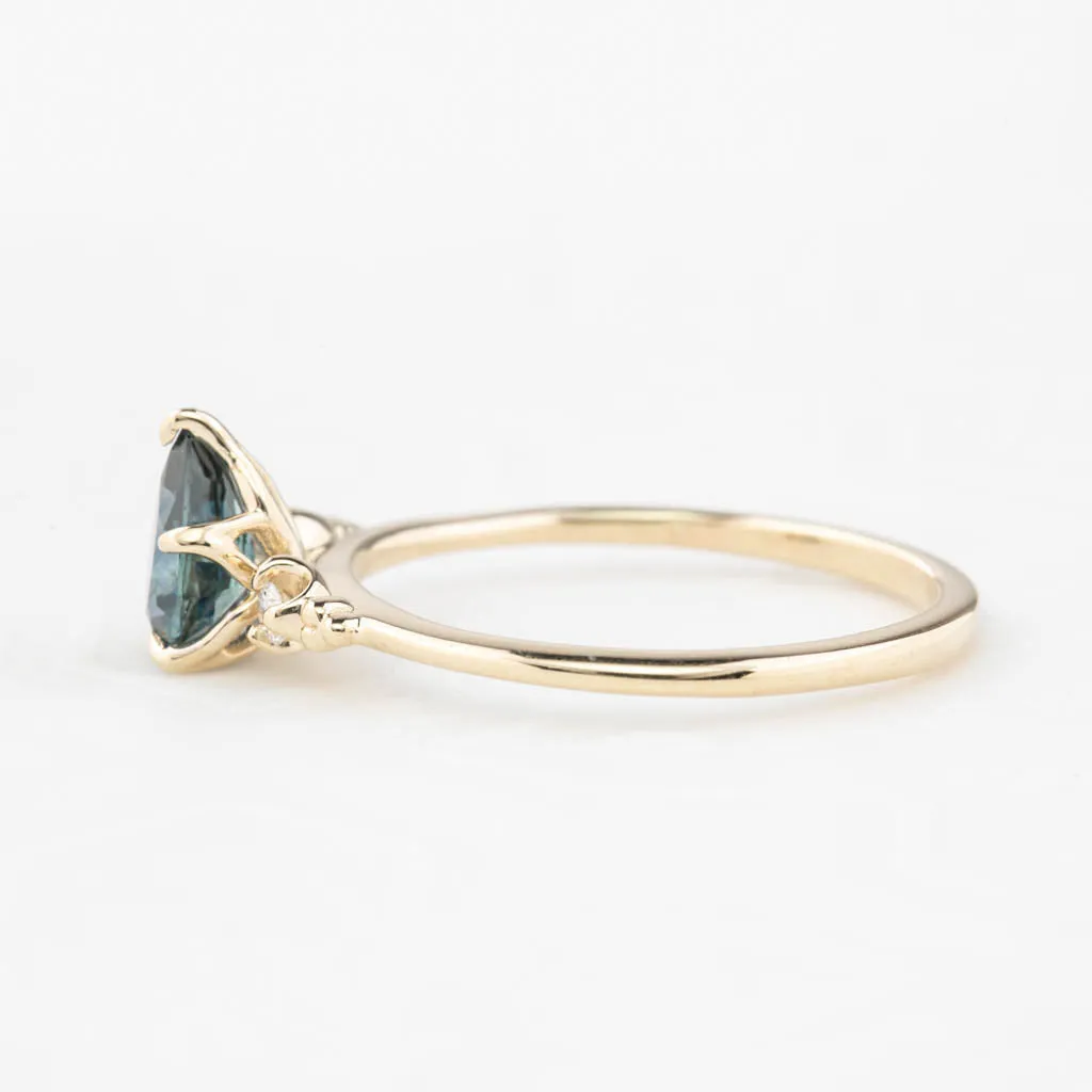 Estel Ring 0.81ct Teal Blue Montana Sapphire, 14K Yellow Gold (One of a kind)