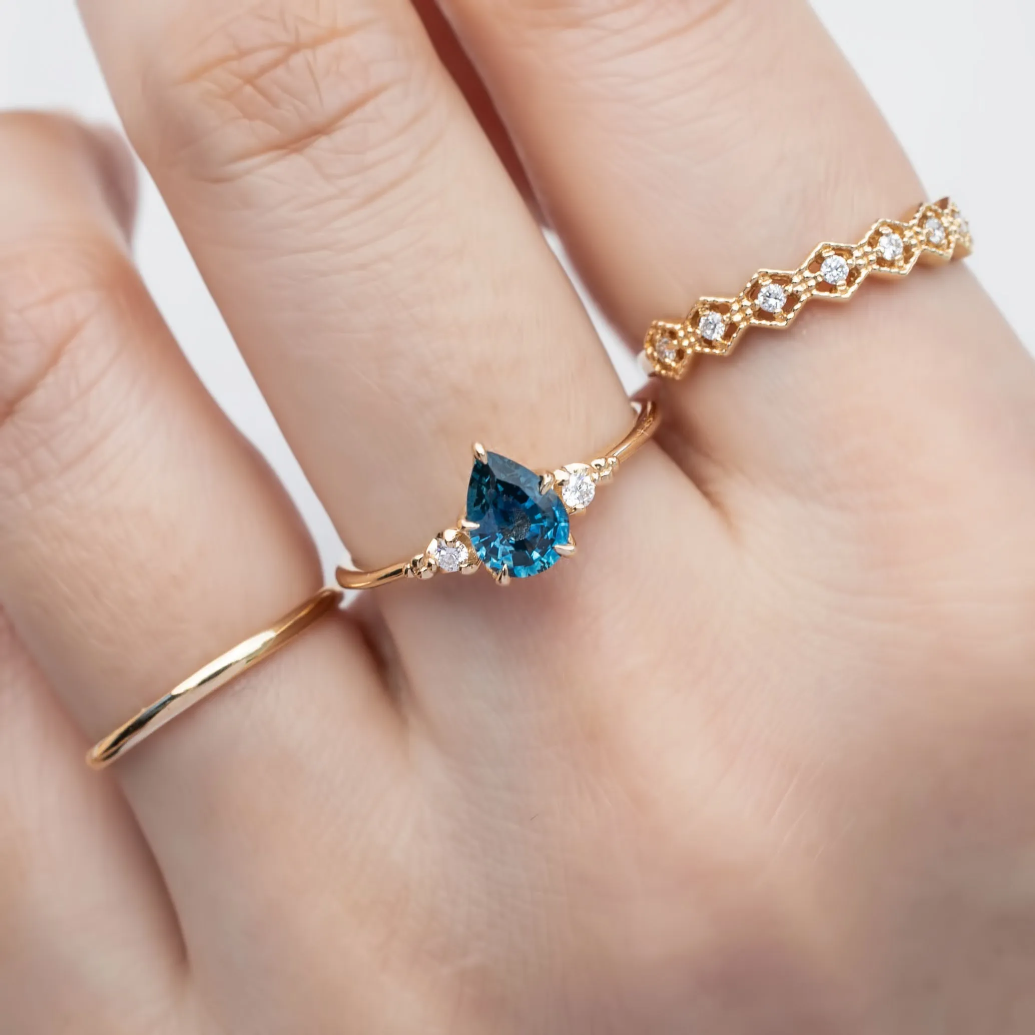 Estel Ring 0.81ct Teal Blue Montana Sapphire, 14K Yellow Gold (One of a kind)