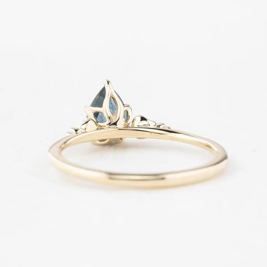 Estel Ring 0.81ct Teal Blue Montana Sapphire, 14K Yellow Gold (One of a kind)