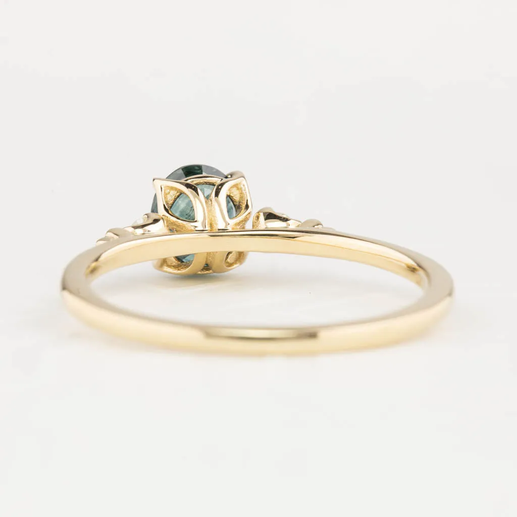 Estel Ring 6x5mm 0.95ct Blue Green Oval Montana Sapphire, 14k Yellow Gold