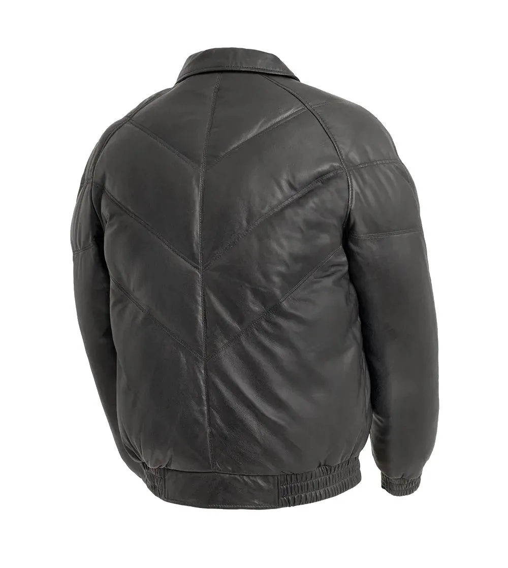 Ezra Mens Puffer Leather Jacket by Whet Blu