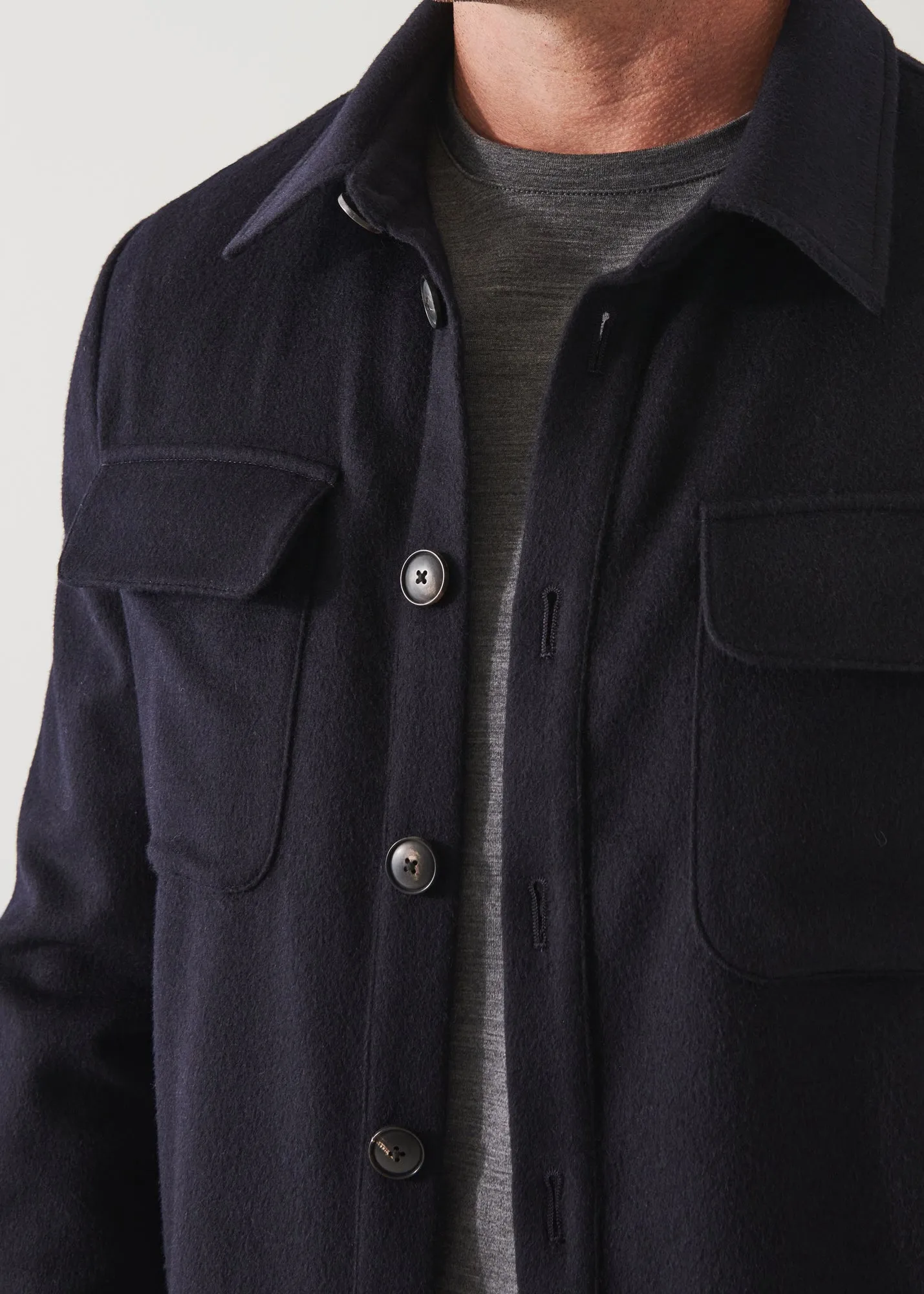 FLAP POCKET WOOL-CASHMERE SHIRT JACKET