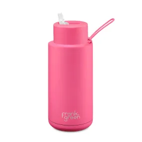 Frank Green - Reusable Straw Bottle 34oz/1L Neon Pink