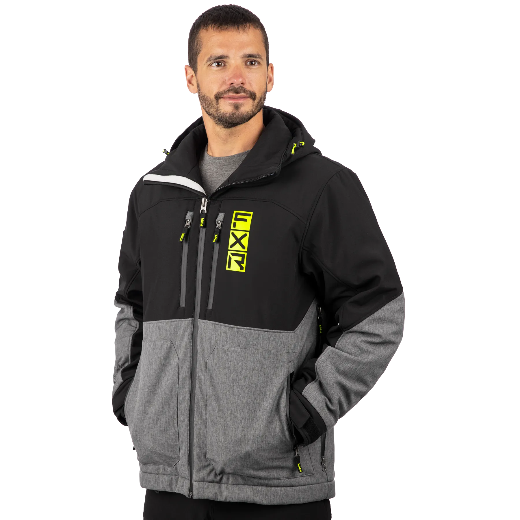 FXR Men's Vertical Pro Insulated Softshell Grey Heather/Hi-Vis