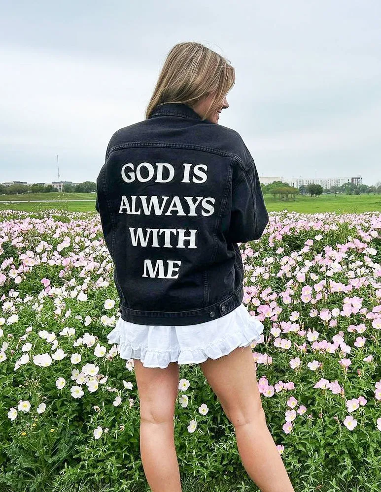 God is Always With Me Denim Jacket