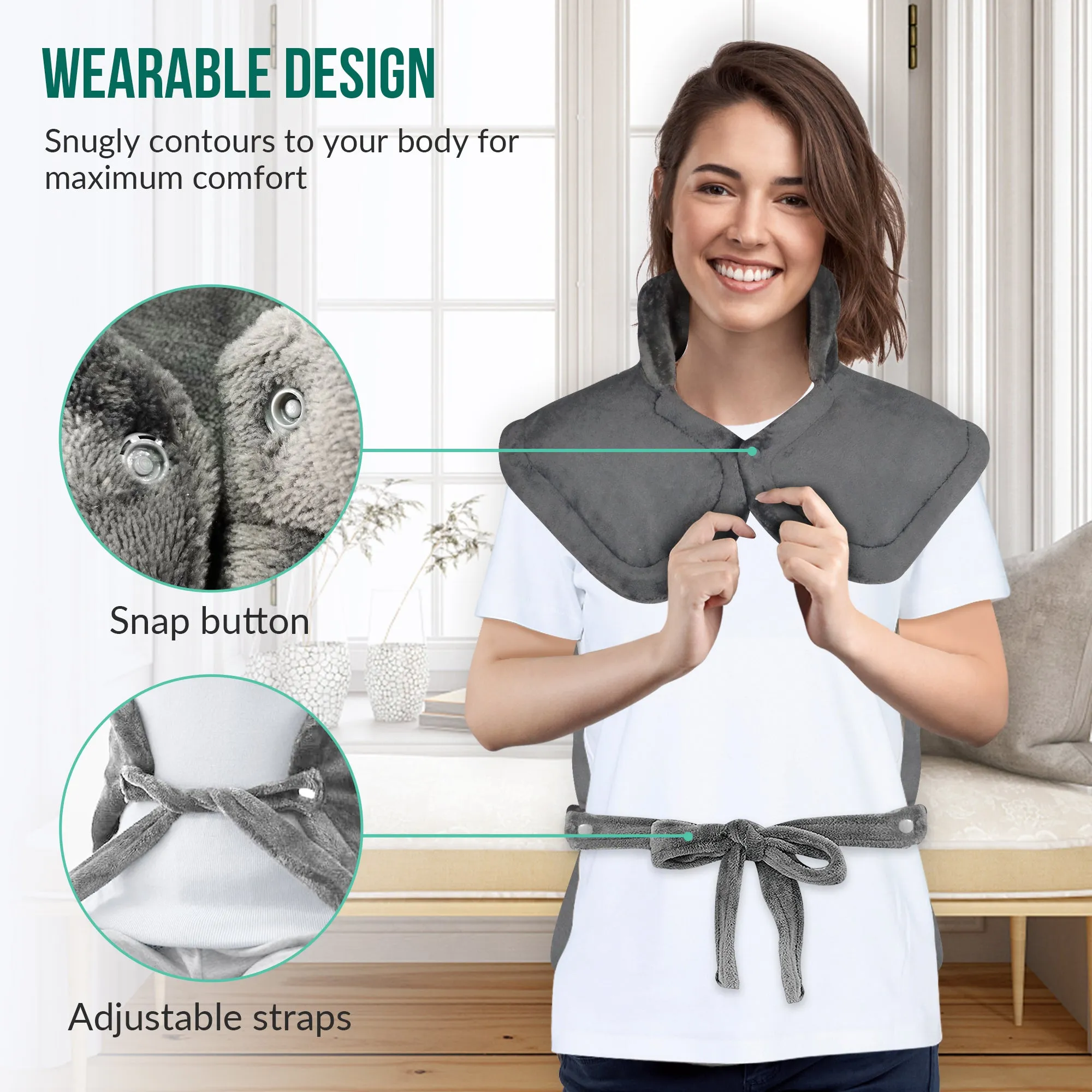 Heating Pad for Back Pain Relief, Snailax Electric Large Heating Pad for Neck and Shoulders--KH-019SHF2