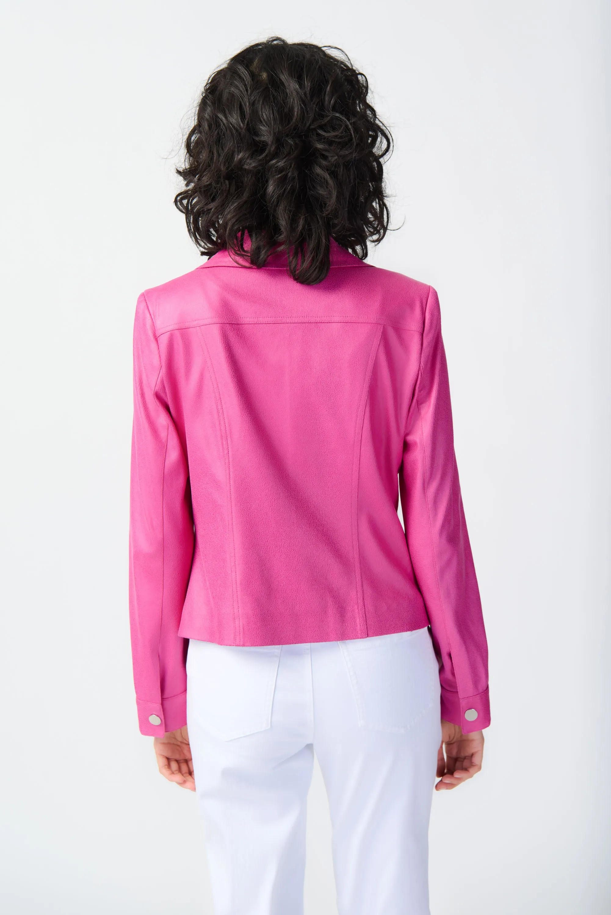 Joseph Ribkoff Foiled Suede Jacket 241911 - Bright Pink