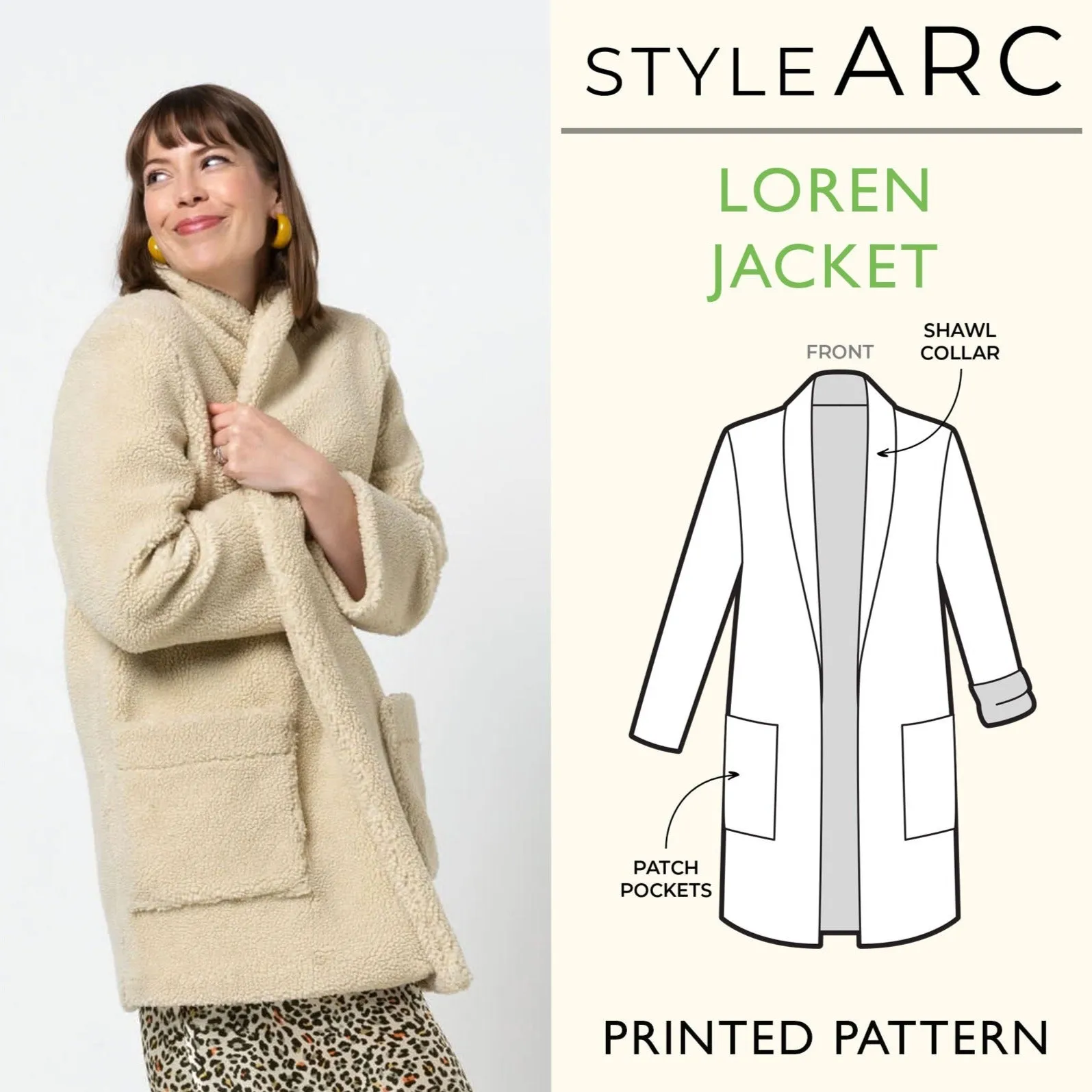 Loren Jacket Sewing Pattern by Style Arc, US Sizes 0-26