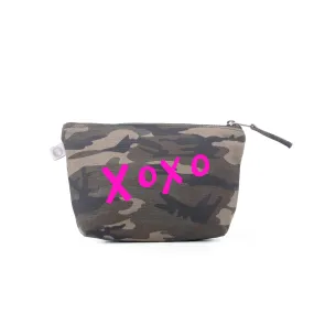 Makeup Bag: Green Camo with Neon Pink Matte XOXO