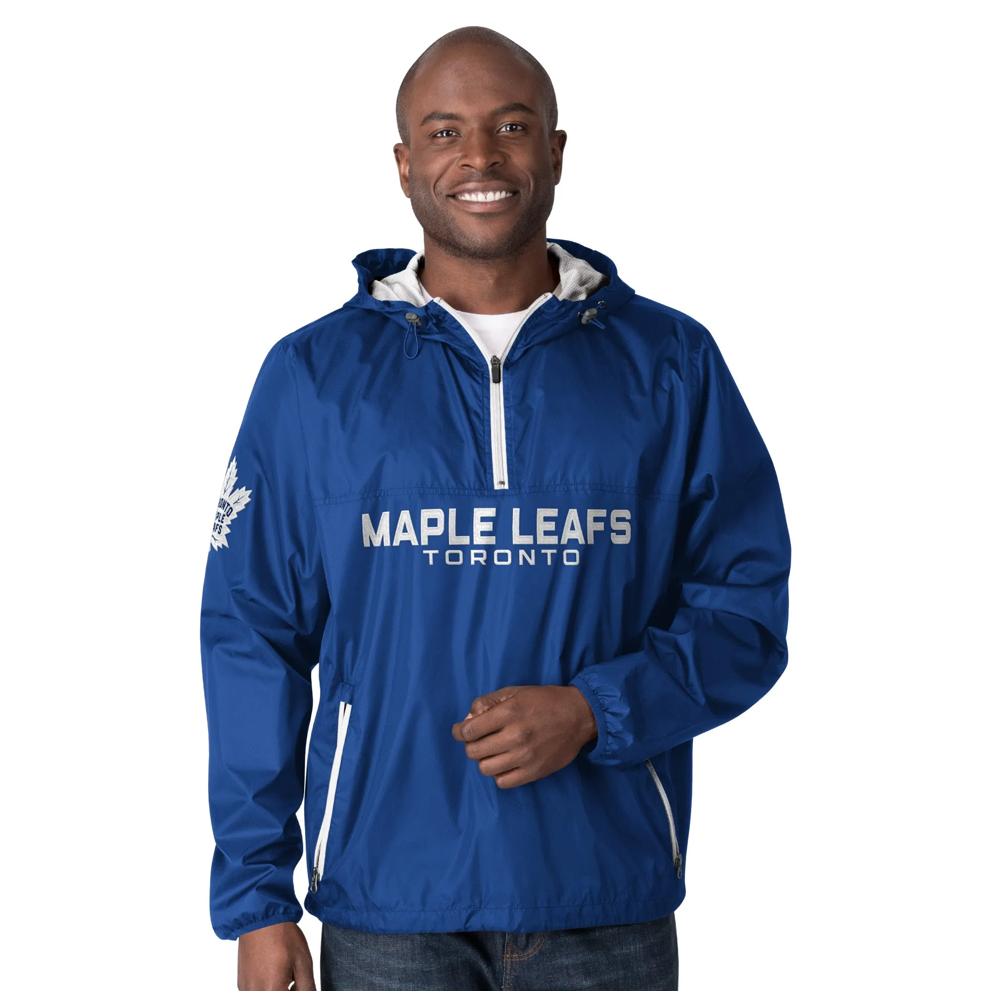 Maple Leafs GIII Men's Base Runner 1/2 Zip Jacket