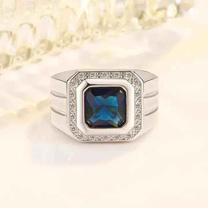 Men Large Square Zirconia Stone Ring Business Formal Wear Men Ring S4655875