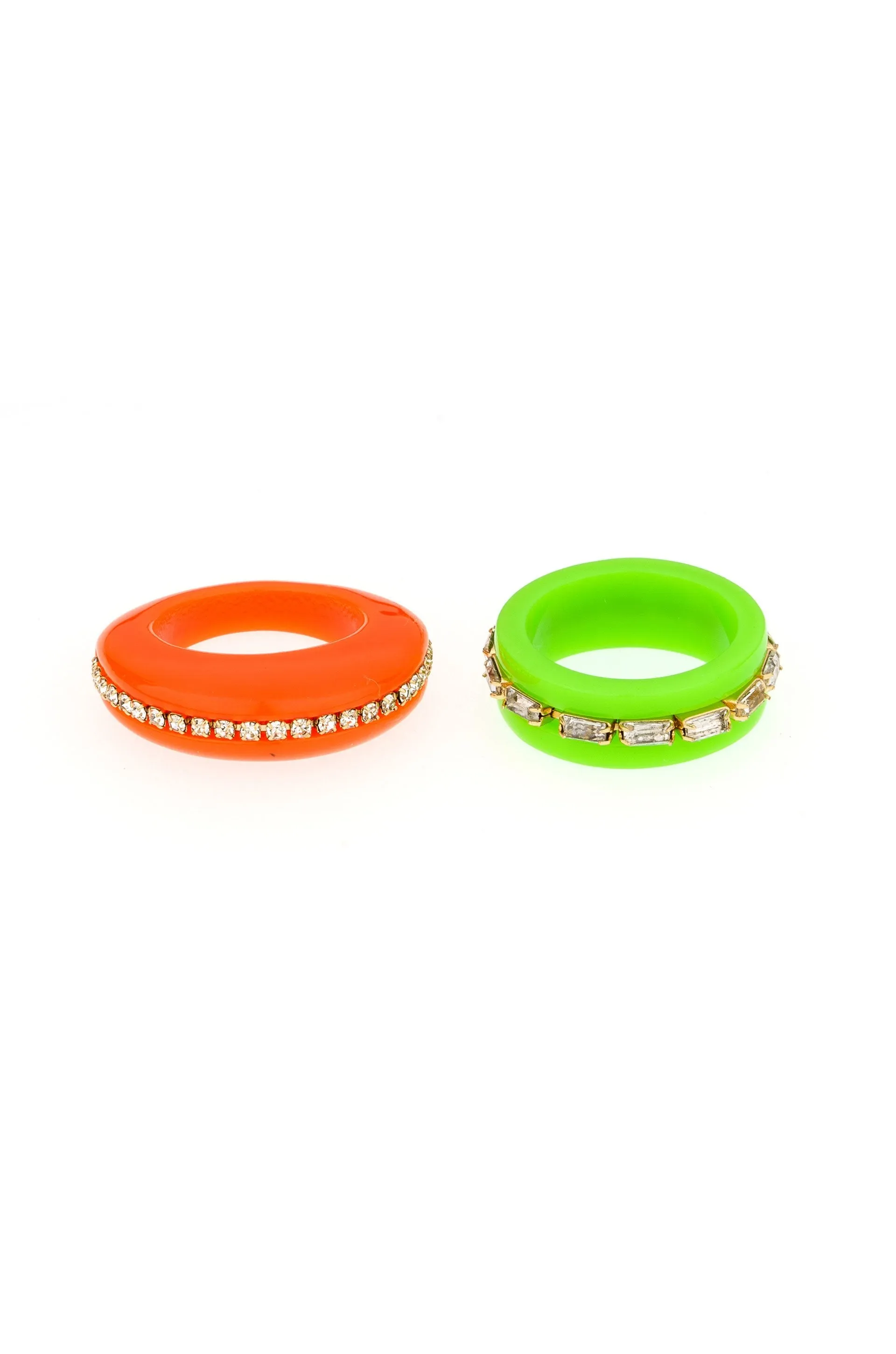 Neon Days Orange and Green Resin Ring Set