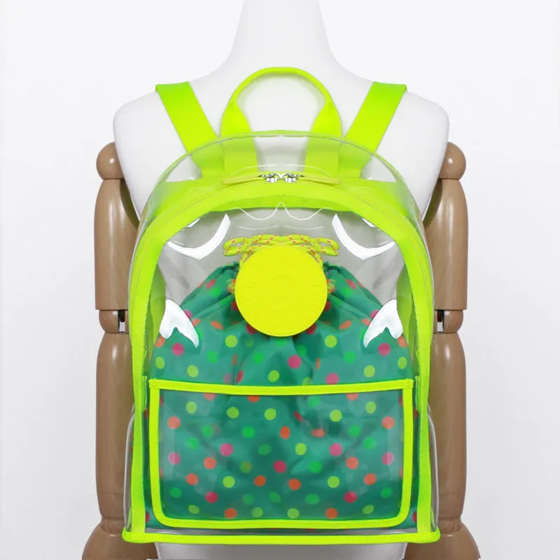 neon green clear backpack