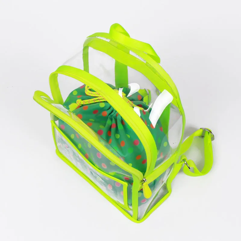 neon green clear backpack