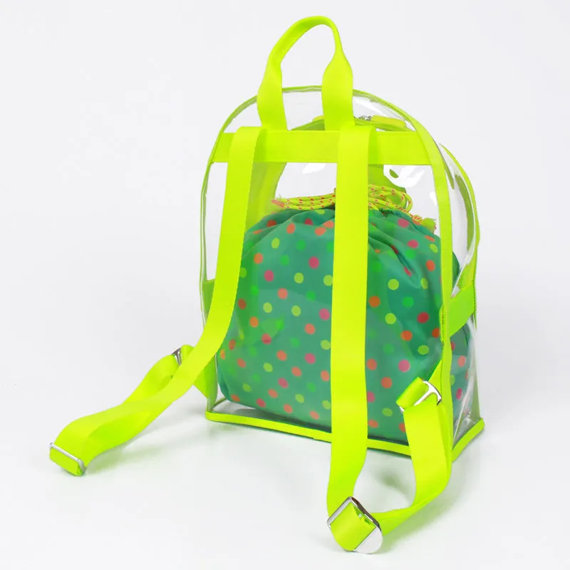 neon green clear backpack