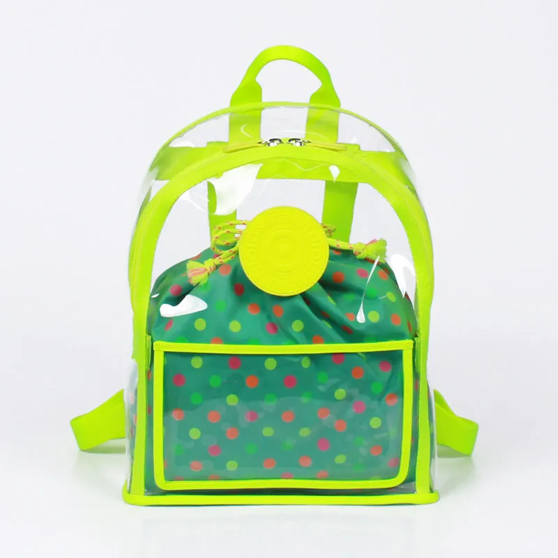 neon green clear backpack