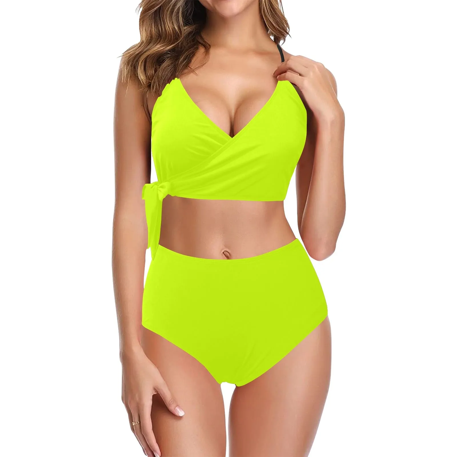 neon green Knot Side Bikini Swimsuit