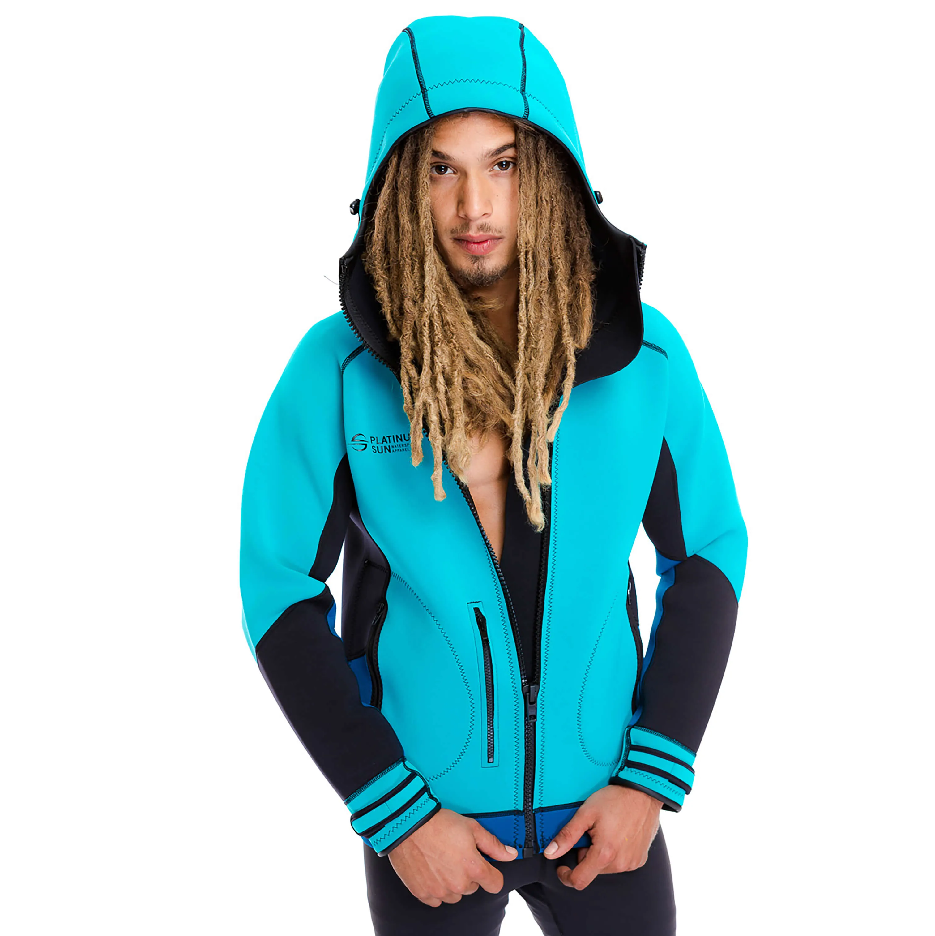 Neoprene Jacket Hoodie Windbreaker Unisex | Aqua