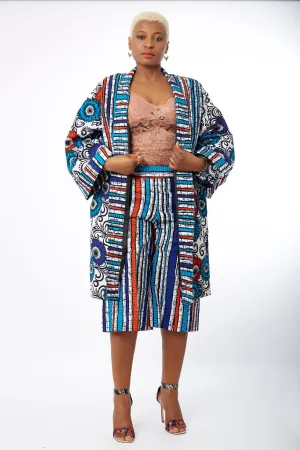 New in African Print Midi Kimono Jacket - Osonari