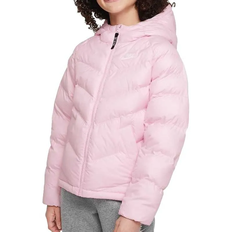 Nike DX1264 girl's padded hooded down jacket 663 pink foam